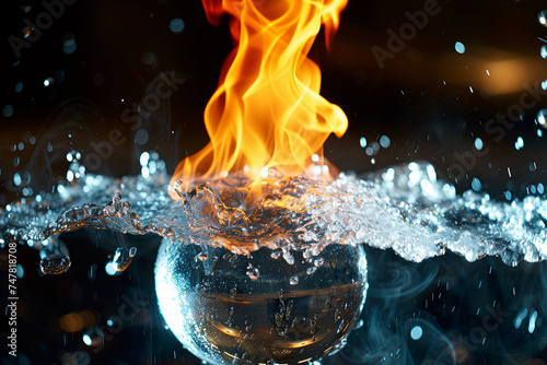 Five fundamental elements of nature air water fire earth space, creation of natural forces photo