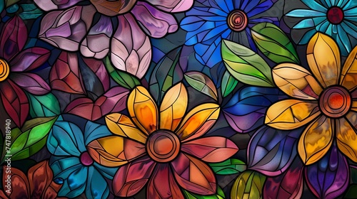 colorful flower-stained glass