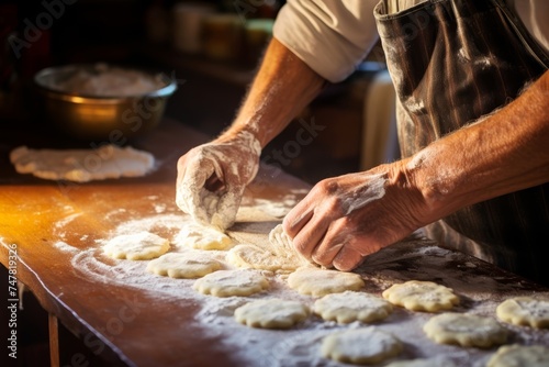  An elderly baker's hands gently dusting powdered sugar over freshly baked quilted cookies, each cookie a testament to the creative spirit of Appalachian quilting