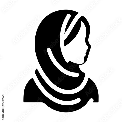"Illustrating Islamic Fashion And Lifestyle, The 'Woman Hijab Icon' Captures The Essence Of A Modern Woman In Hijab Through Its Detailed Vector Design."
