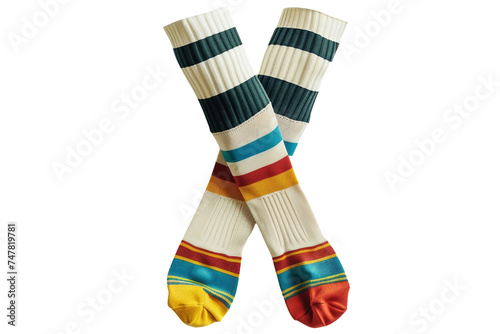 Display of Cricket Socks On Transparent Background.