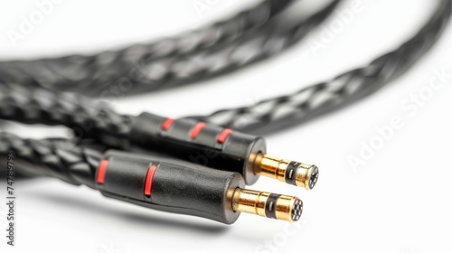 Audio cables, white background, isolated image