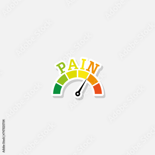 Pain scale icon sticker isolated on gray background