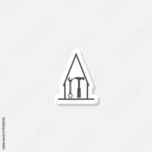 Repairs in the house logo sticker isolated on gray background