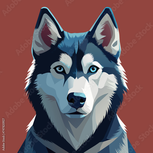 Cute Alaskan Malamute dog portrait vector