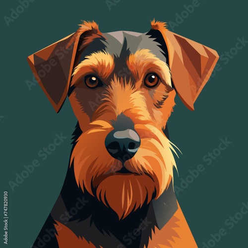 Cute Airedale Terrier dog portrait vector
