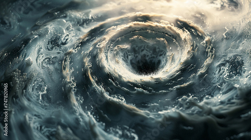 Menacing whirlpool in the ocean's depths, embodying the raw power and mystery of the sea photo