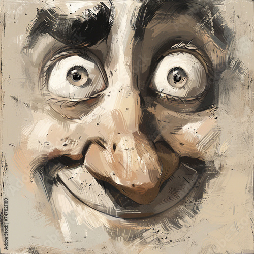 Illustration of a whimsical face with humor and big nose