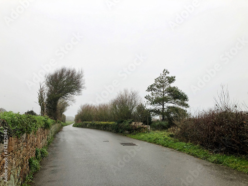 Misty landscape near Plemont Bay, Jersey photo