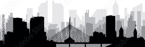 Black cityscape skyline panorama with gray misty city buildings background of the WINNIPEG, CANADA with a city name tag