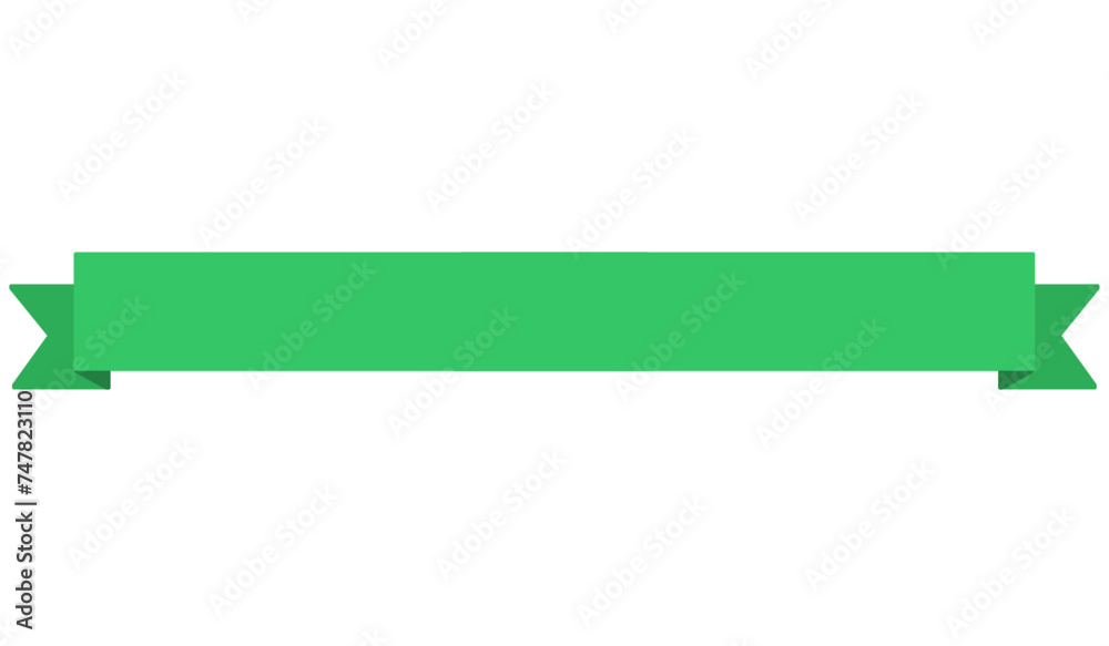 green ribbon banner flat style vector illustration isolated on white and transparent background. minimalism blank for text