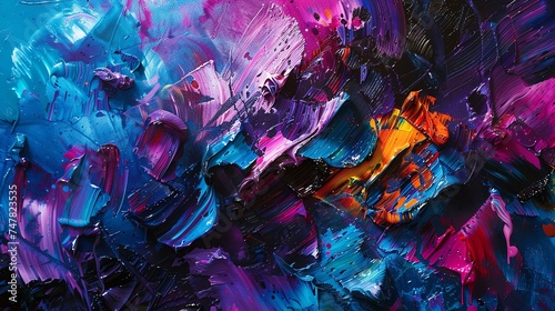 Colorful abstract painting. Thick oil paints. Bright colors.