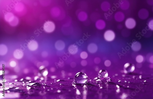 Water drops on purple gradient surface background