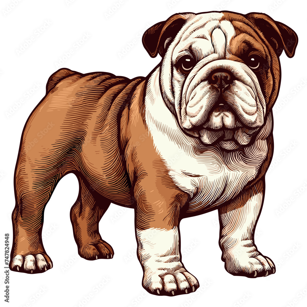 Cute English Bulldog dogs Vector Cartoon illustration