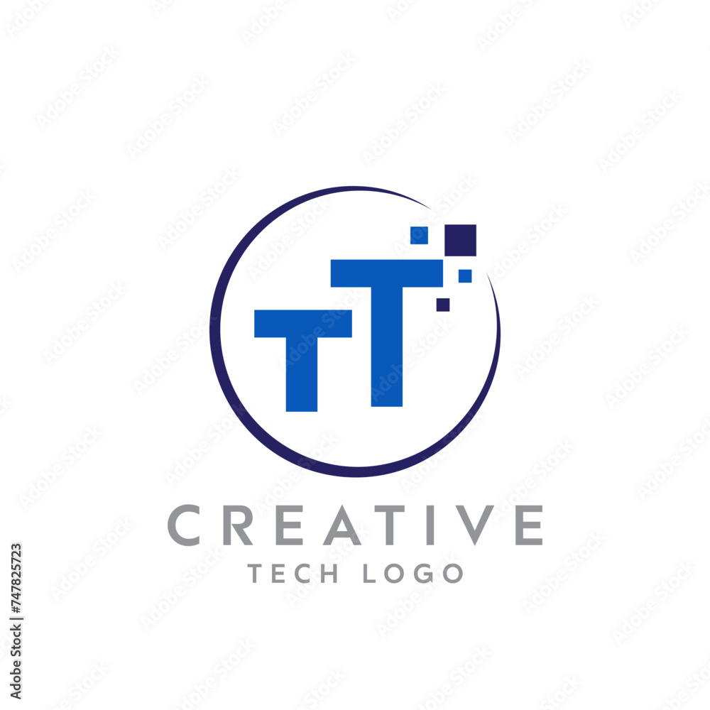 Fototapeta premium Letter TT creative technological modern data pixel logo