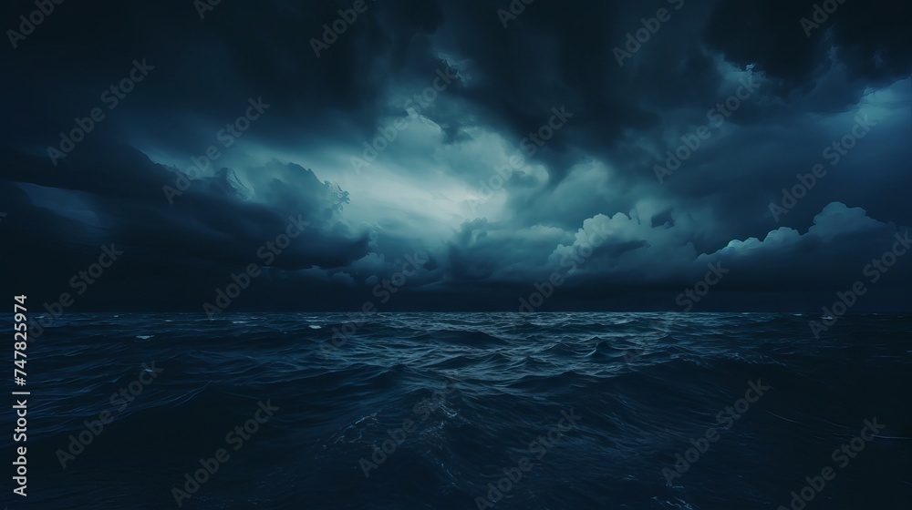 Enigmatic Darkness: Moody Ocean View with Haunted Clouds, Captured by Canon RF 50mm f/1.2L USM