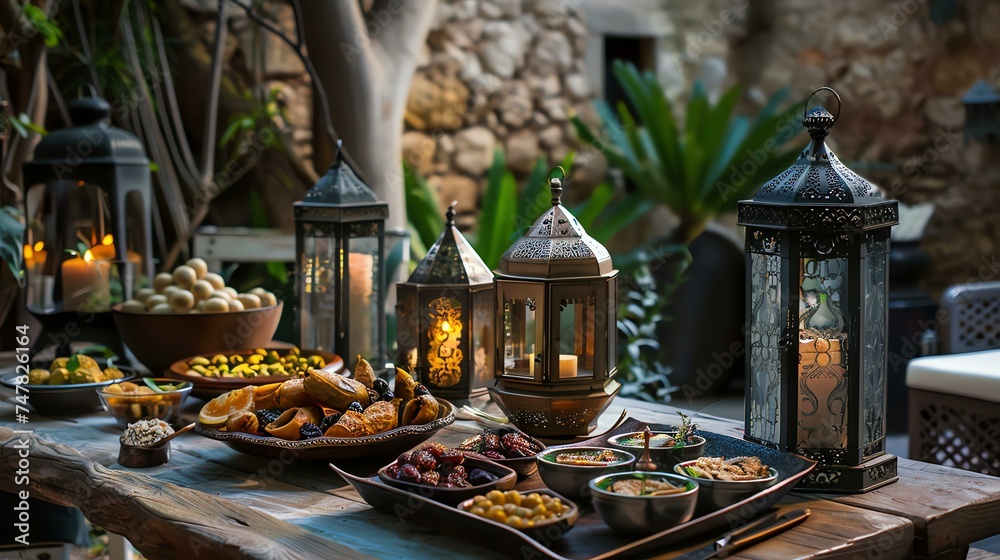A beautiful table set with a variety of delicious food, including dates, olives, and nuts.