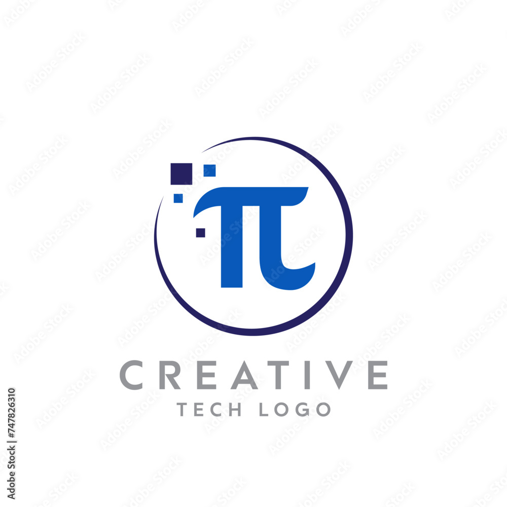 Creative technological modern data pixel logo. Pi symbol logo. PI data pixel logo Creative technological modern data pixel logo. Pi symbol logo. PI data pixel logo