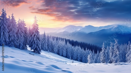 Winter Wonderland: Snow-Covered Carpathian Mountains, Festive Fir Trees, Canon RF 50mm Capture