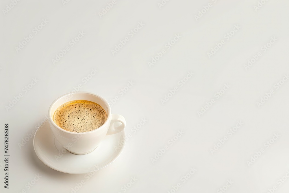 A simple, elegant coffee cup filled with black coffee, against a blank background, emphasizing minimalism and serenity A simple, elegant coffee cup filled with black coffee, against a blank background, emphasizing minimalism and serenity