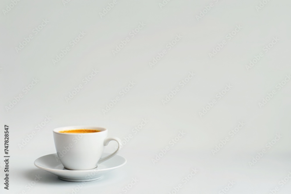 A simple, elegant coffee cup filled with black coffee, against a blank background, emphasizing minimalism and serenity A simple, elegant coffee cup filled with black coffee, against a blank background, emphasizing minimalism and serenity
