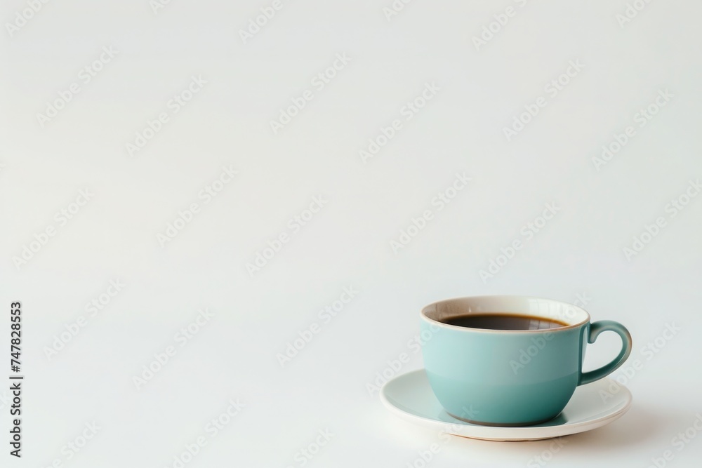 Obraz premium A simple, elegant coffee cup filled with black coffee, against a blank background, emphasizing minimalism and serenity