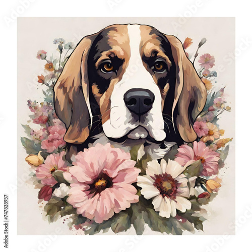 dog with flowers