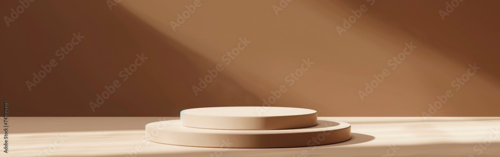 3d render of podium for product presentation. Abstract minimal scene with geometric shapes on the wall 3d render of podium for product presentation. Abstract minimal scene with geometric shapes on the wall