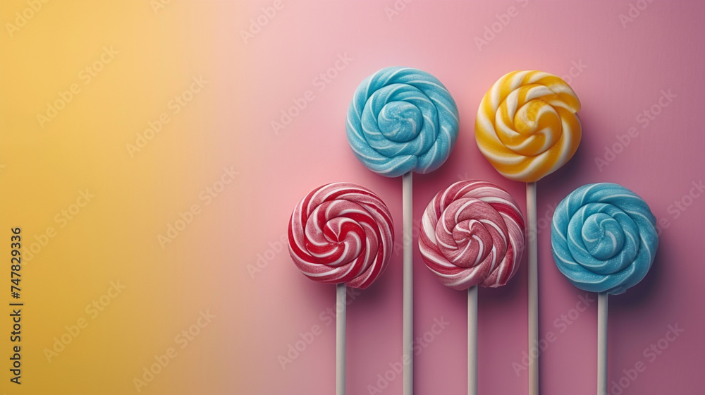 Group of Lollipops on a colored background Group of Lollipops on a colored background
