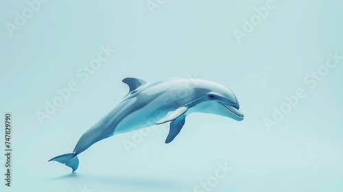 A bottlenose dolphin leaps gracefully through the water, its sleek body glistening in the sunlight.