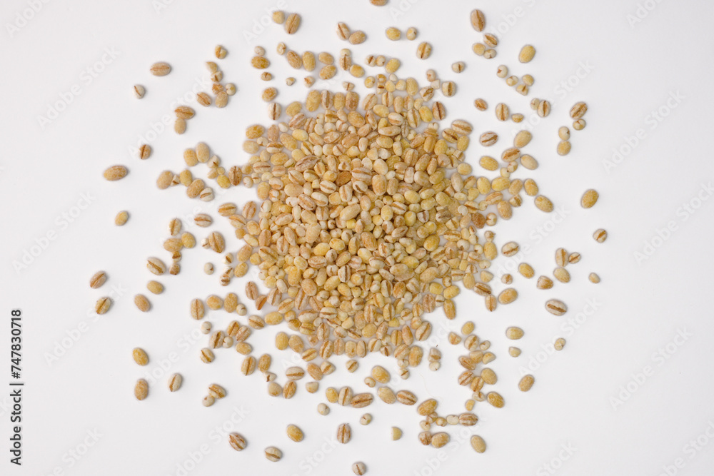 Pile of pearl barley concept background Pile of pearl barley concept background