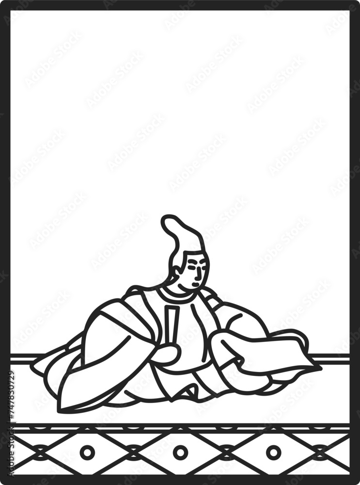 シンプル線画百人一首 壬生忠見 シンプル線画百人一首 壬生忠見