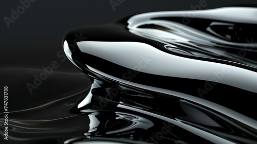 Black liquid. 3D rendering of a smooth, viscous liquid with a glossy surface.