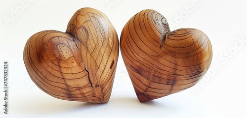 two wooden hearts