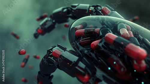 Nanobot filled with medicine pills. 