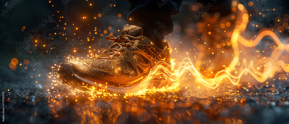 Dynamic Running Shoe with Fiery Sparks Trail