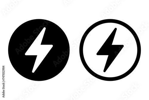 Free Download Lightning, electric power vector icon. Energy and thunder electricity symbol. Lightning bolt sign in the circle. - GFXLoad