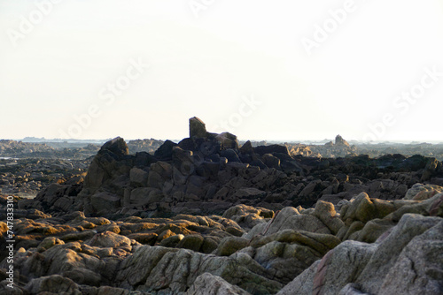 Panoramic view of the tidal zone in La Rocque, Jersey