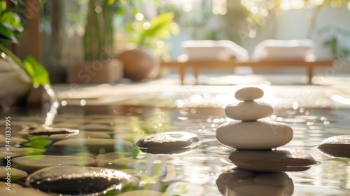 interior relaxation spa and yoga room bright spa area with relaxing water  stones  and a yoga-inspired environment for use on a website