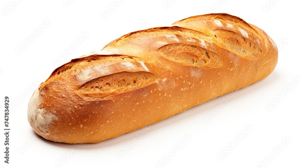 Golden French Loaf Bread. Isolated Loaf of Bread with Seeds on White Background. Perfect for Meal Ideas