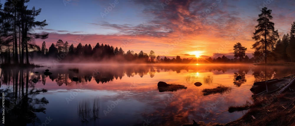 Stunning Sunrise Panorama over Lake - Captured with Canon RF 50mm f/1.2L USM
