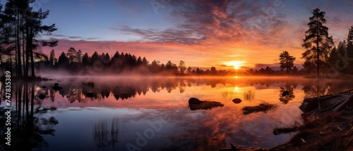 Stunning Sunrise Panorama over Lake - Captured with Canon RF 50mm f/1.2L USM © Nazia