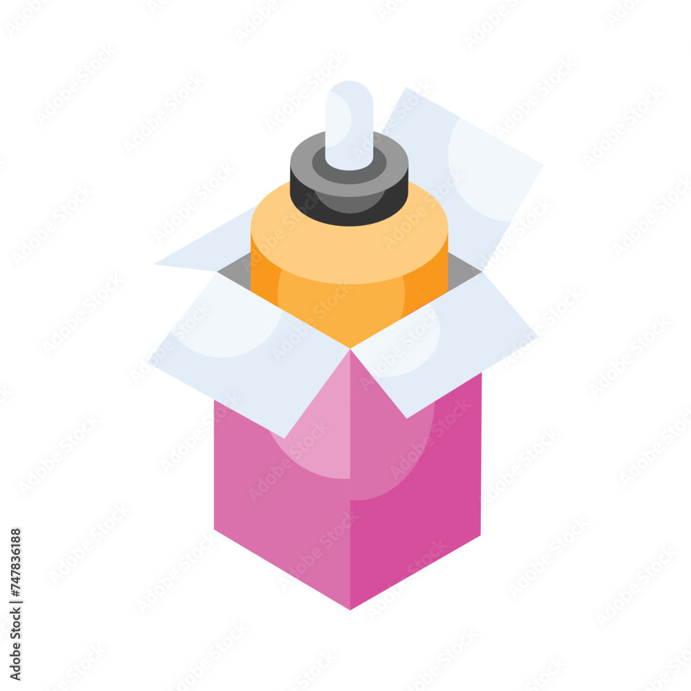 An isometric icon of dropper bottle in modern design style An isometric icon of dropper bottle in modern design style