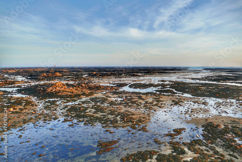 Panoramic view of the tidal zone near La Rocque, Jersey