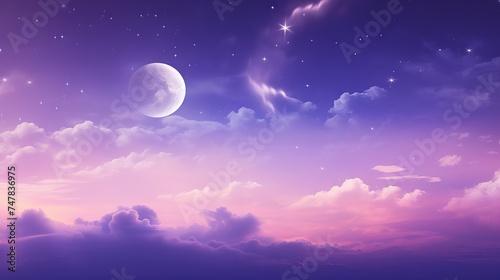 Majestic Purple Gradient Moonlit Sky with Stars and Clouds - Canon RF 50mm f/1.2L USM Capture