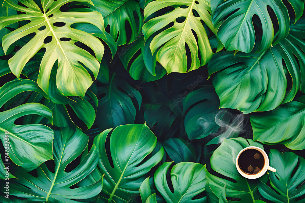 custom made wallpaper toronto digitalExotic Jungle Pattern, Colorful Palm Leaves and Floral Design, Abstract Botanical Wallpaper