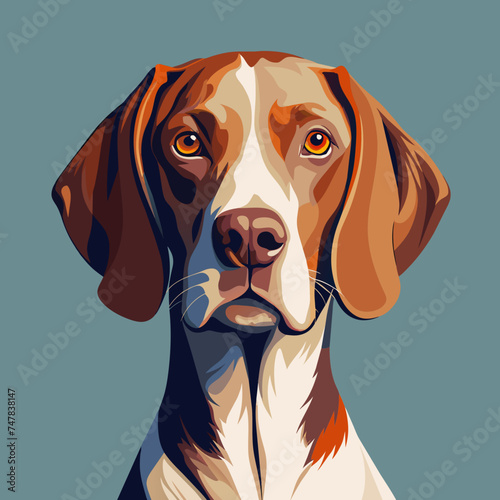 Cute English Pointer dog portrait vector