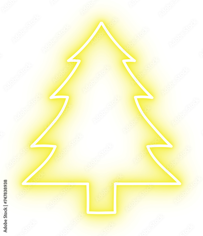 Fototapeta premium Neon Christmas tree icon for Christmas decoration, new year party
