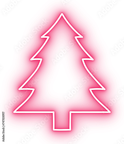 Neon pink Christmas tree icon for Christmas decoration, new year party