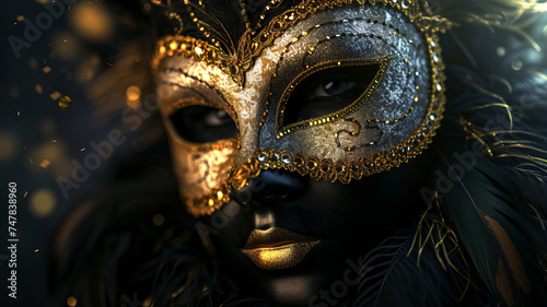 Luxurious masquerade mask with intricate details, evoking mystery and elegance - AI Generative.